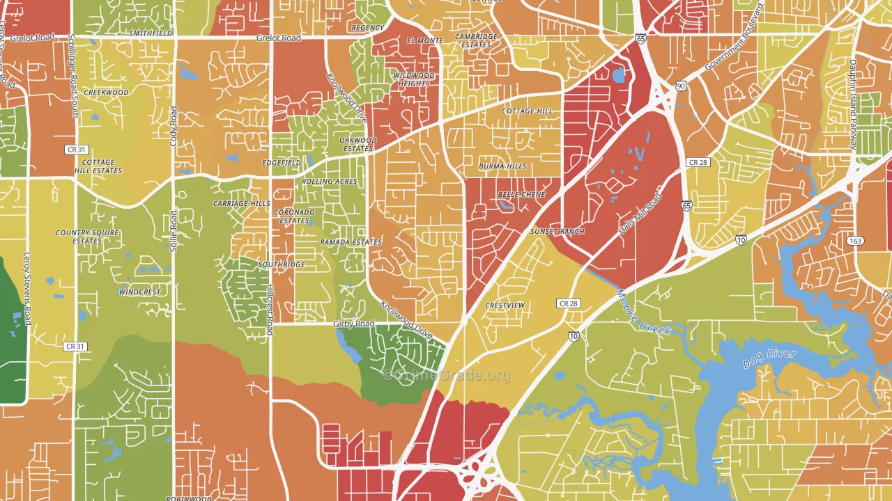 36693, AL Map of Theft Rates