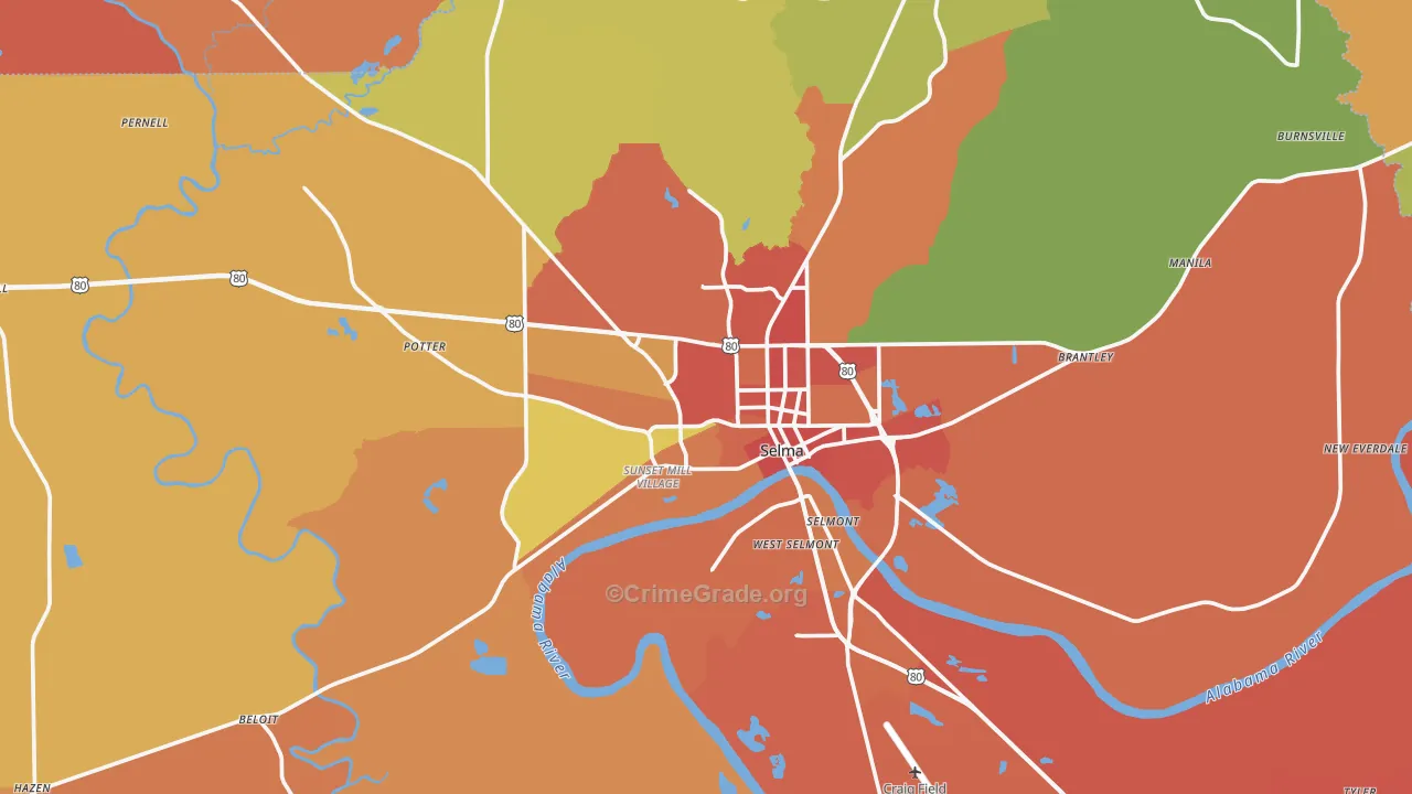 36701, AL Map of Theft Rates