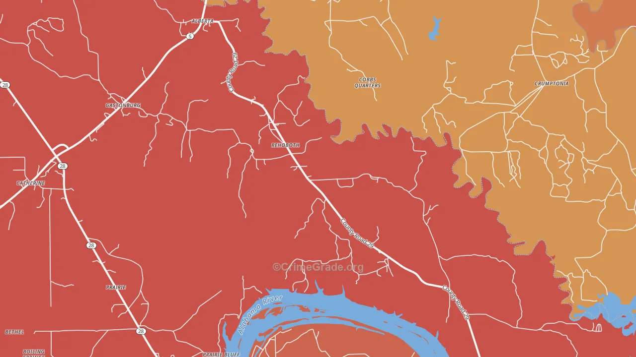 36720, AL Map of Theft Rates