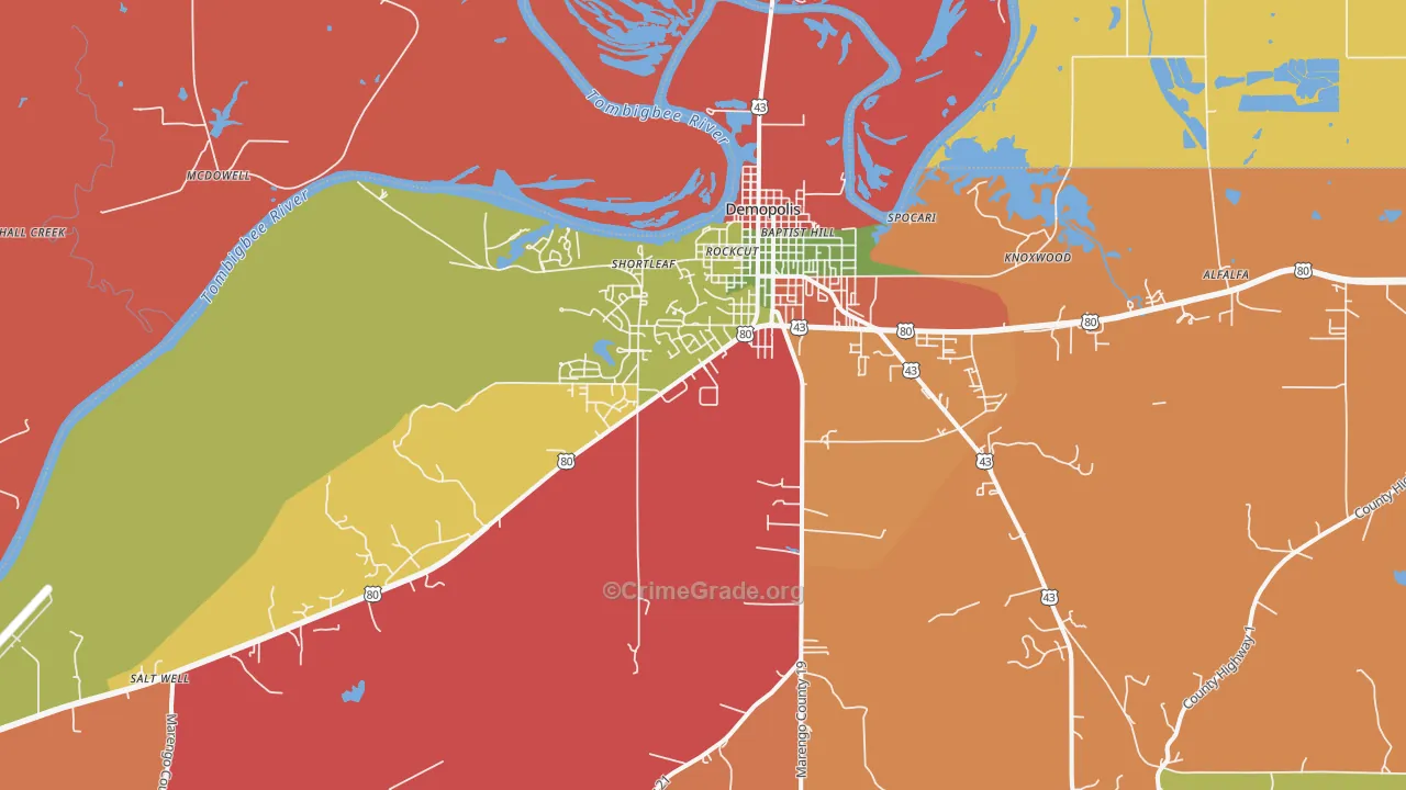 36732, AL Map of Theft Rates