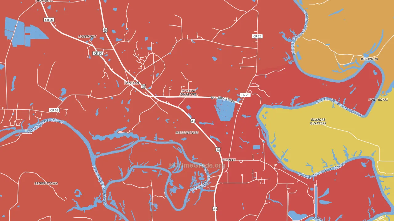 36740, AL Map of Theft Rates