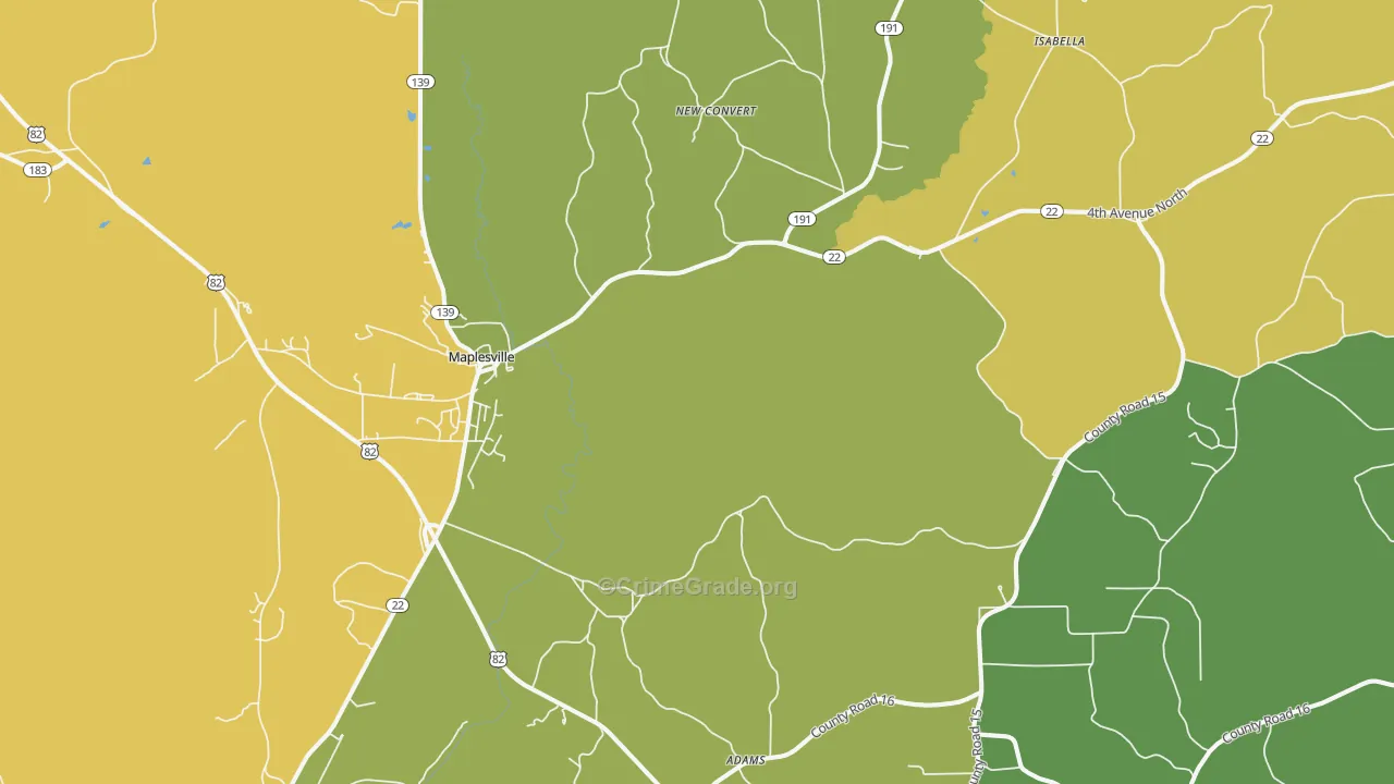 36750, AL Map of Theft Rates