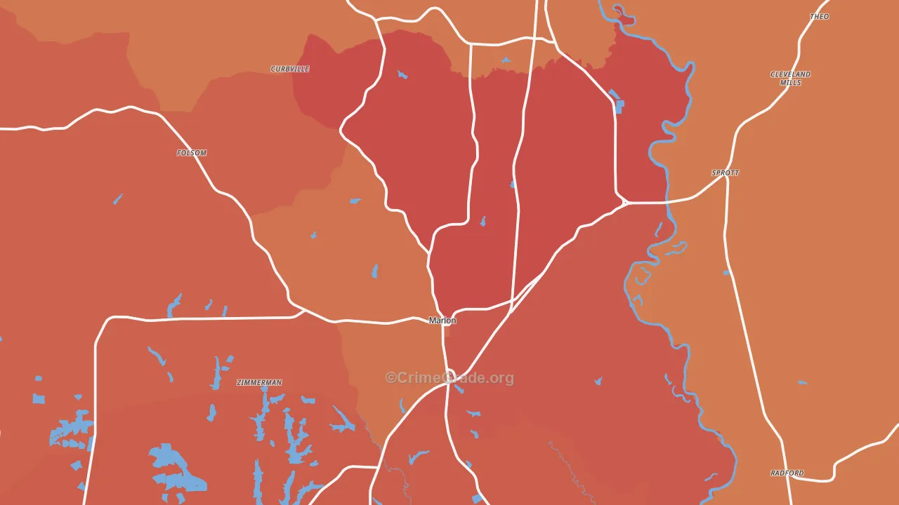 36756, AL Map of Theft Rates