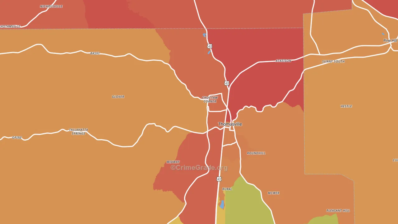 36784, AL Map of Theft Rates