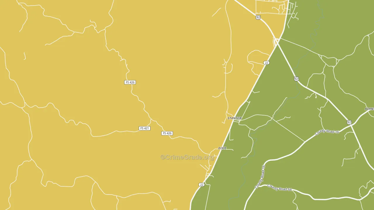 36790, AL Map of Theft Rates