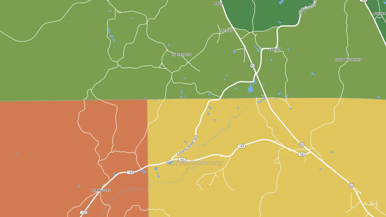 36793, AL Map of Theft Rates