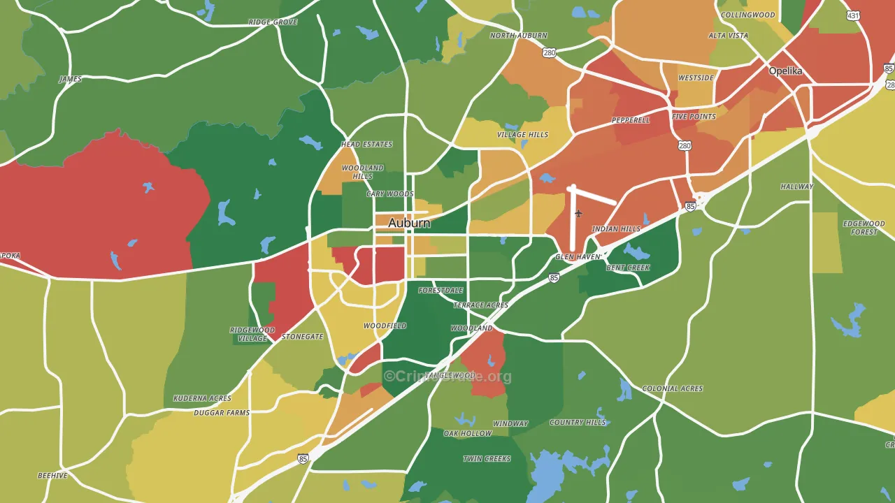36830, AL Map of Theft Rates
