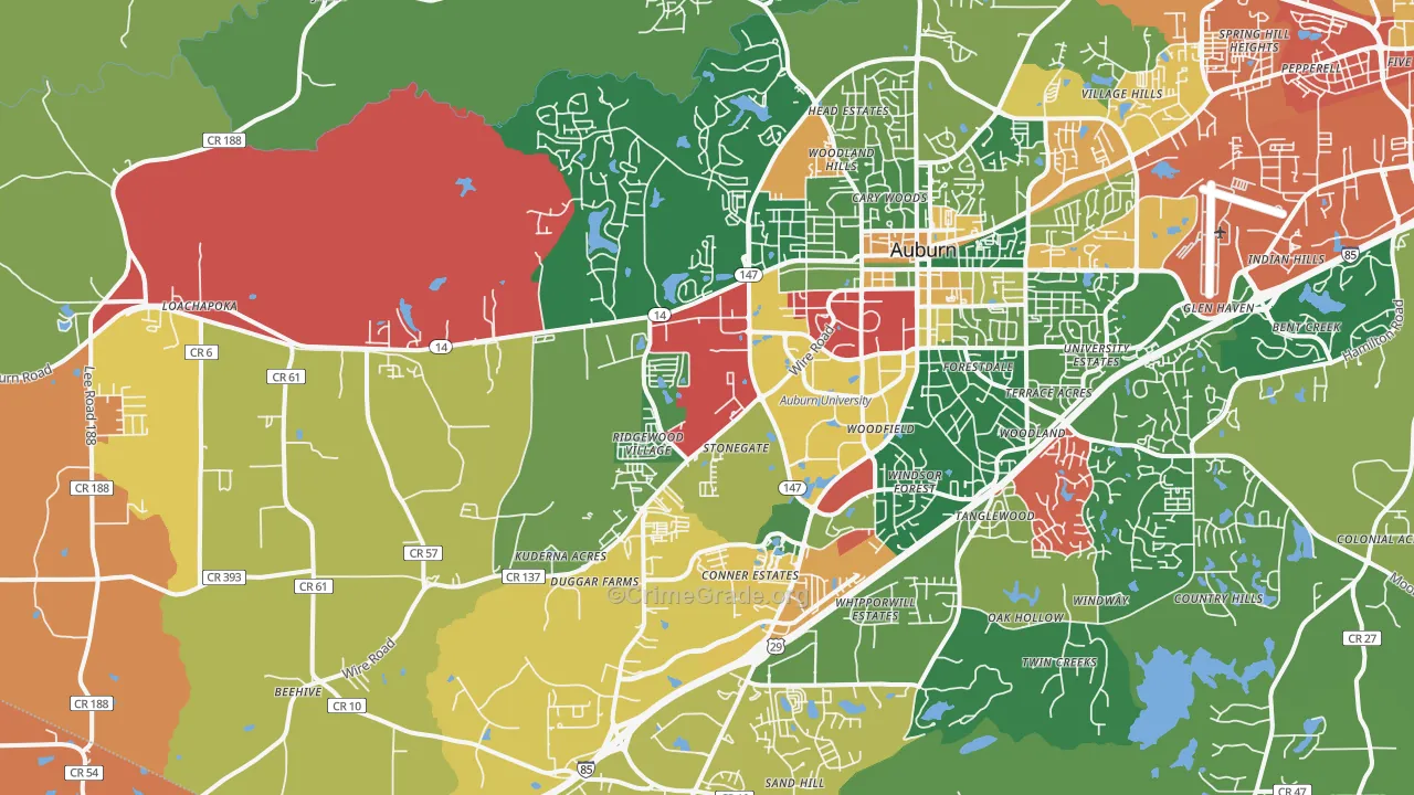 36832, AL Map of Theft Rates