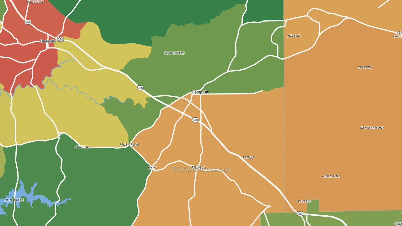 36850, AL Map of Theft Rates