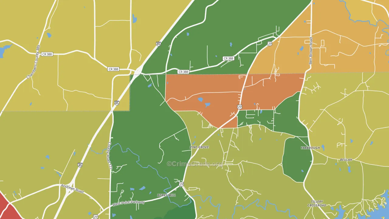 36852, AL Map of Theft Rates