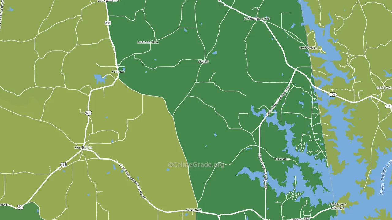 36855, AL Map of Theft Rates