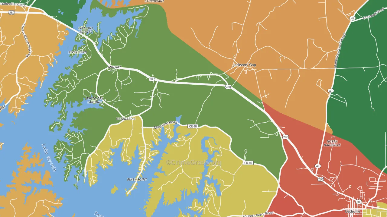 36861, AL Map of Theft Rates