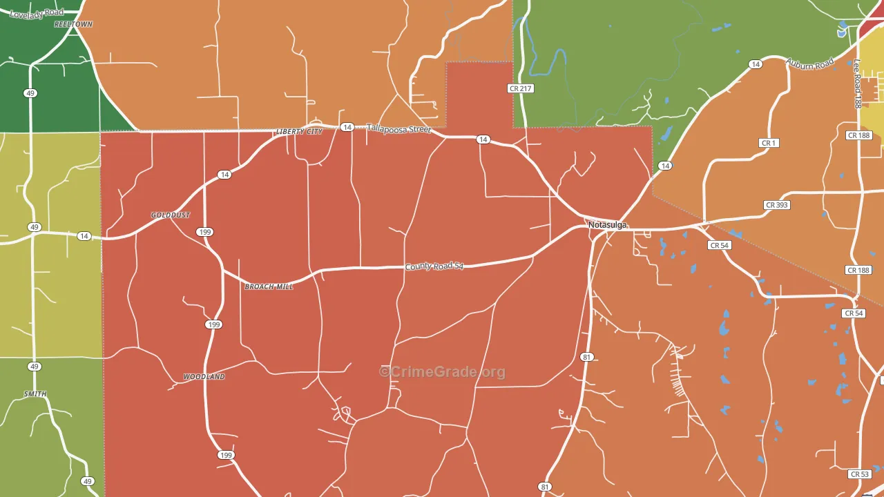 36866, AL Map of Theft Rates