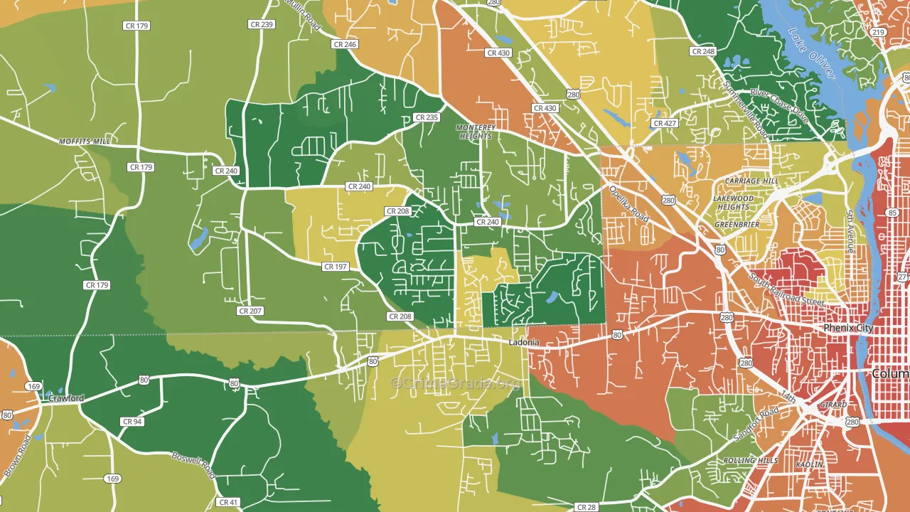 36870, AL Map of Theft Rates