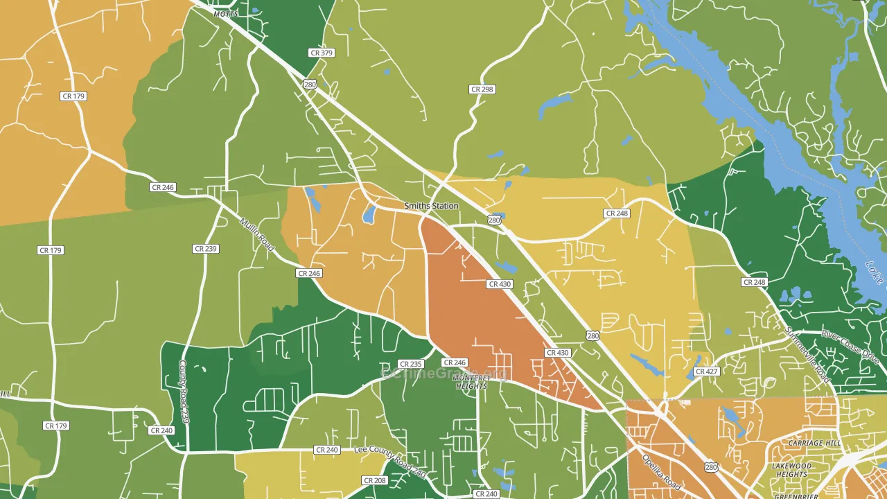36877, AL Map of Theft Rates