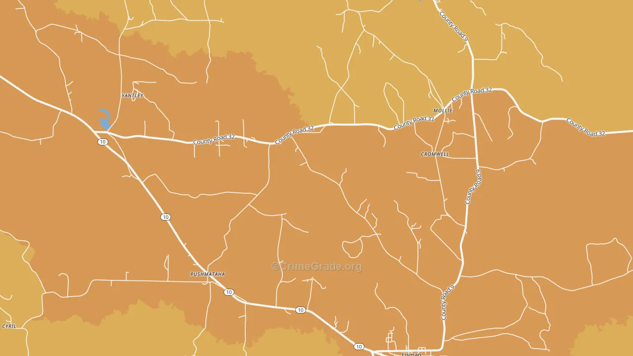 36912, AL Map of Theft Rates