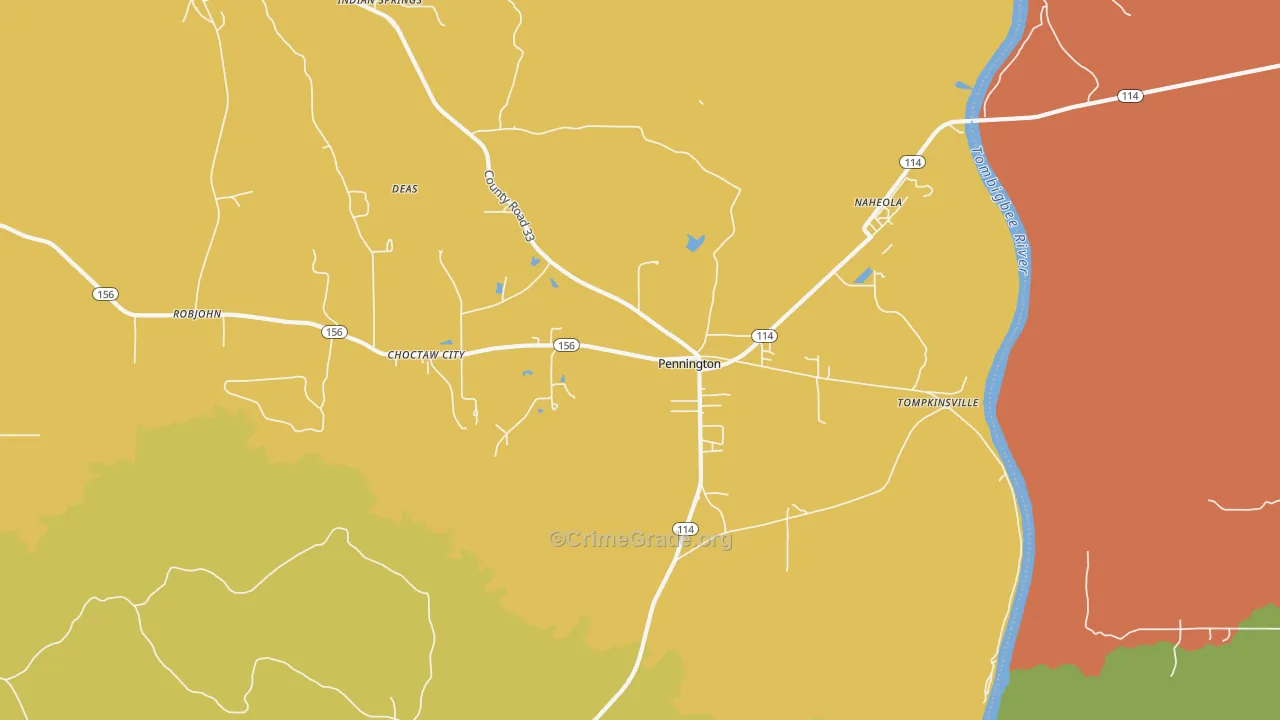 36916, AL Map of Theft Rates