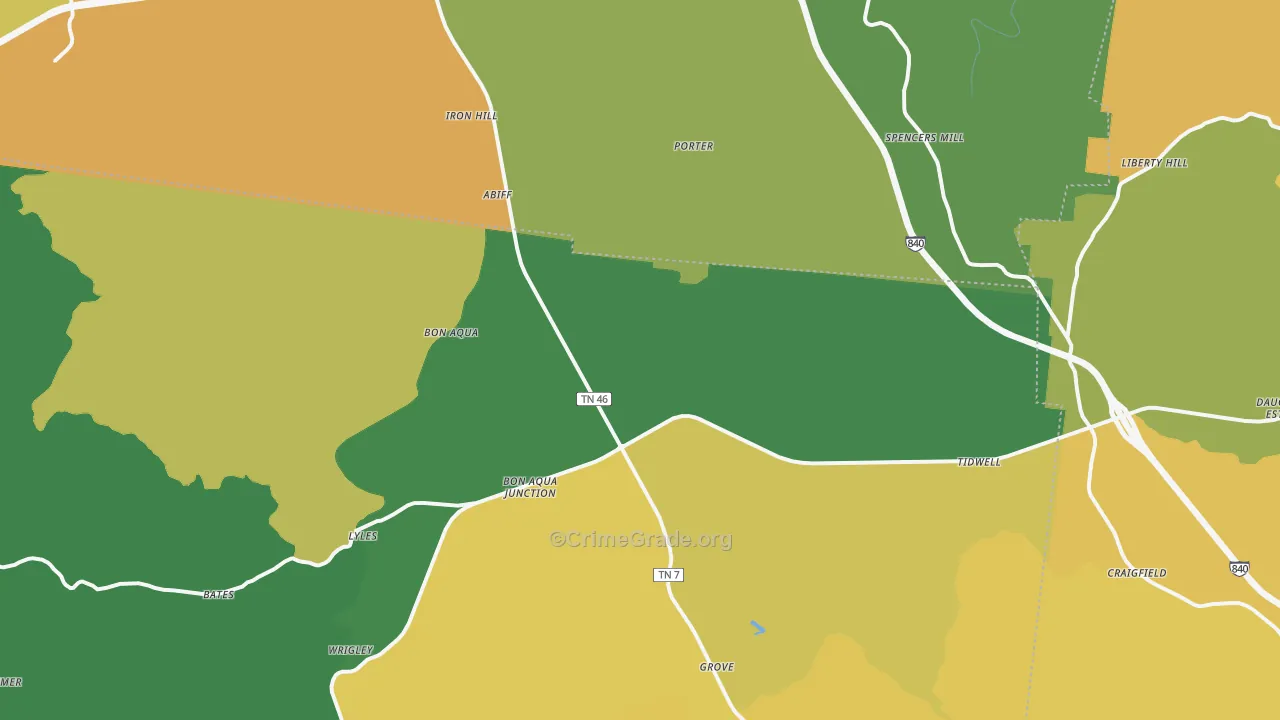 37025, TN Map of Theft Rates