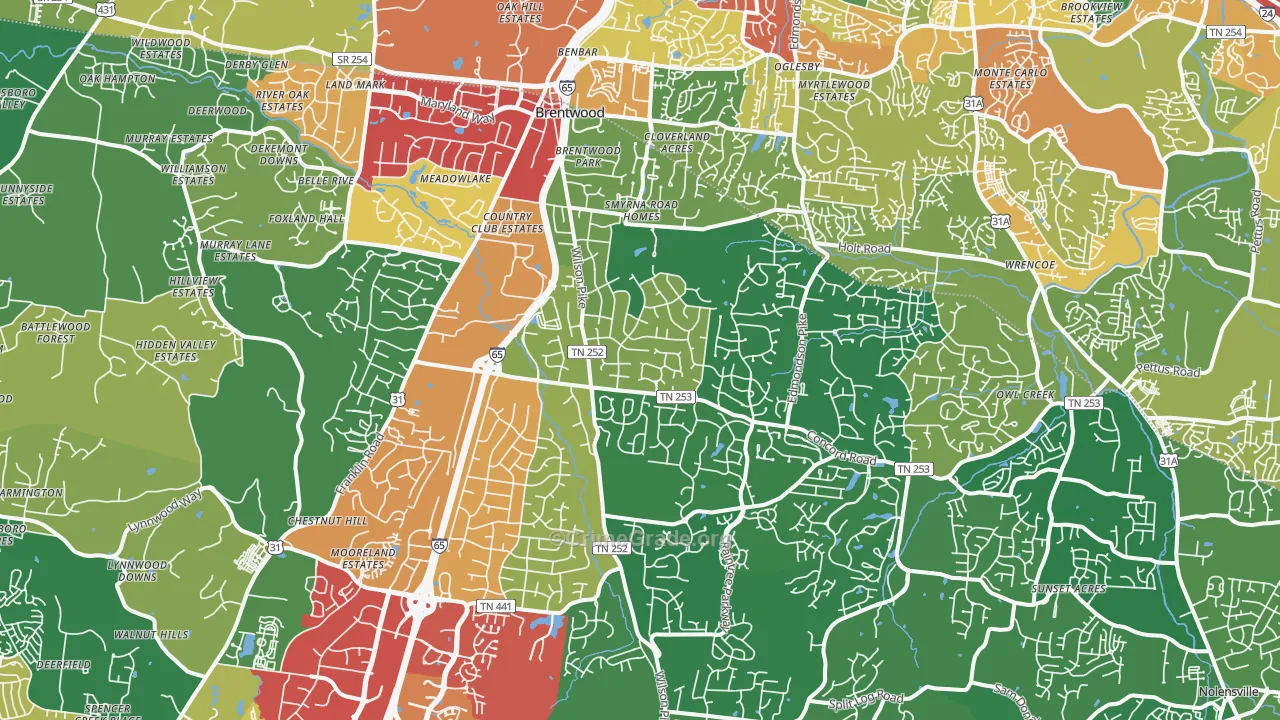 37027, TN Map of Theft Rates