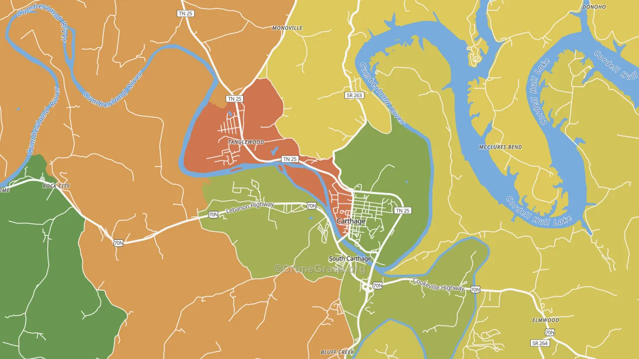 37030, TN Map of Theft Rates