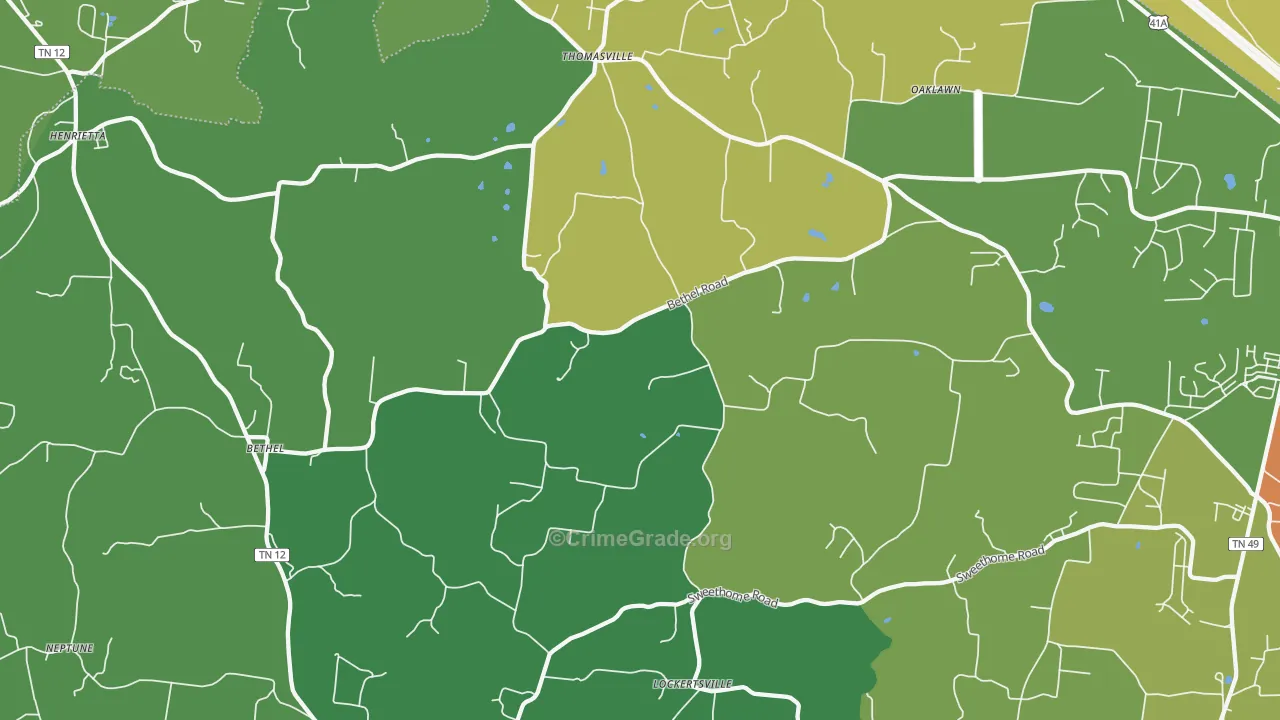 37035, TN Map of Theft Rates