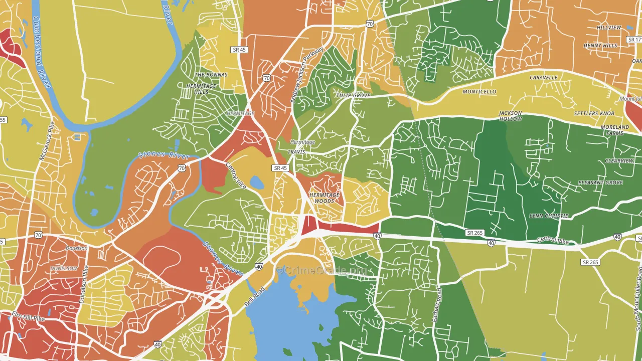 37076, TN Map of Theft Rates