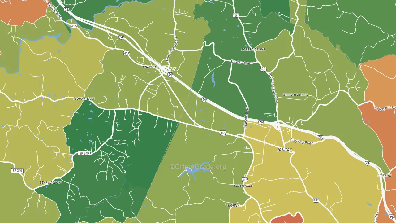 37080, TN Map of Theft Rates