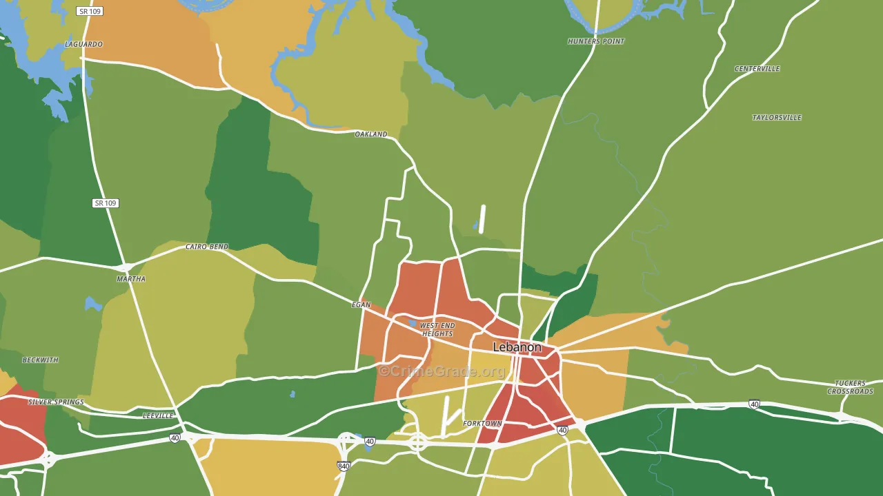 37087, TN Map of Theft Rates
