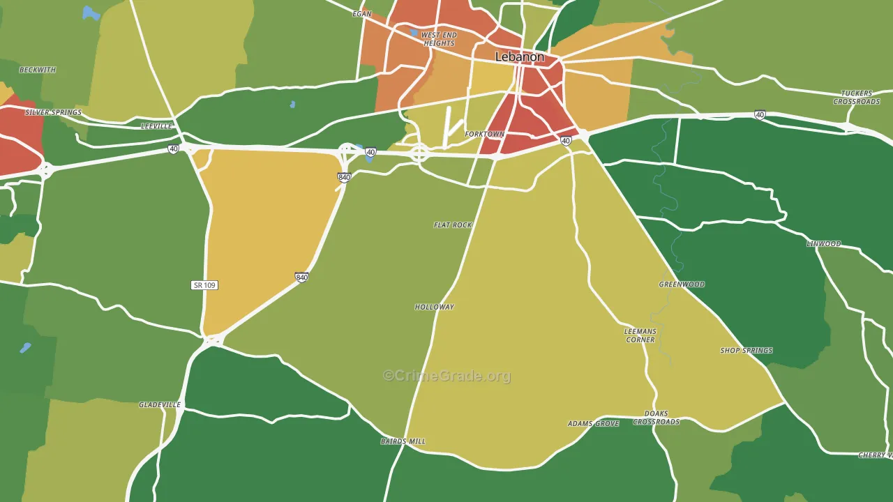 37090, TN Map of Theft Rates