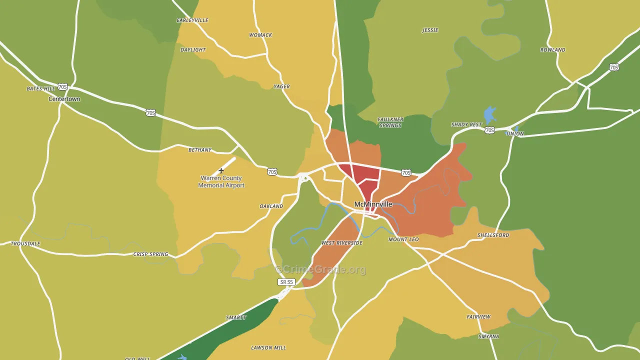 37110, TN Map of Theft Rates