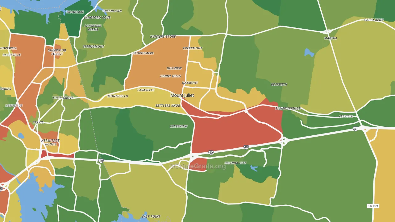 37122, TN Map of Theft Rates