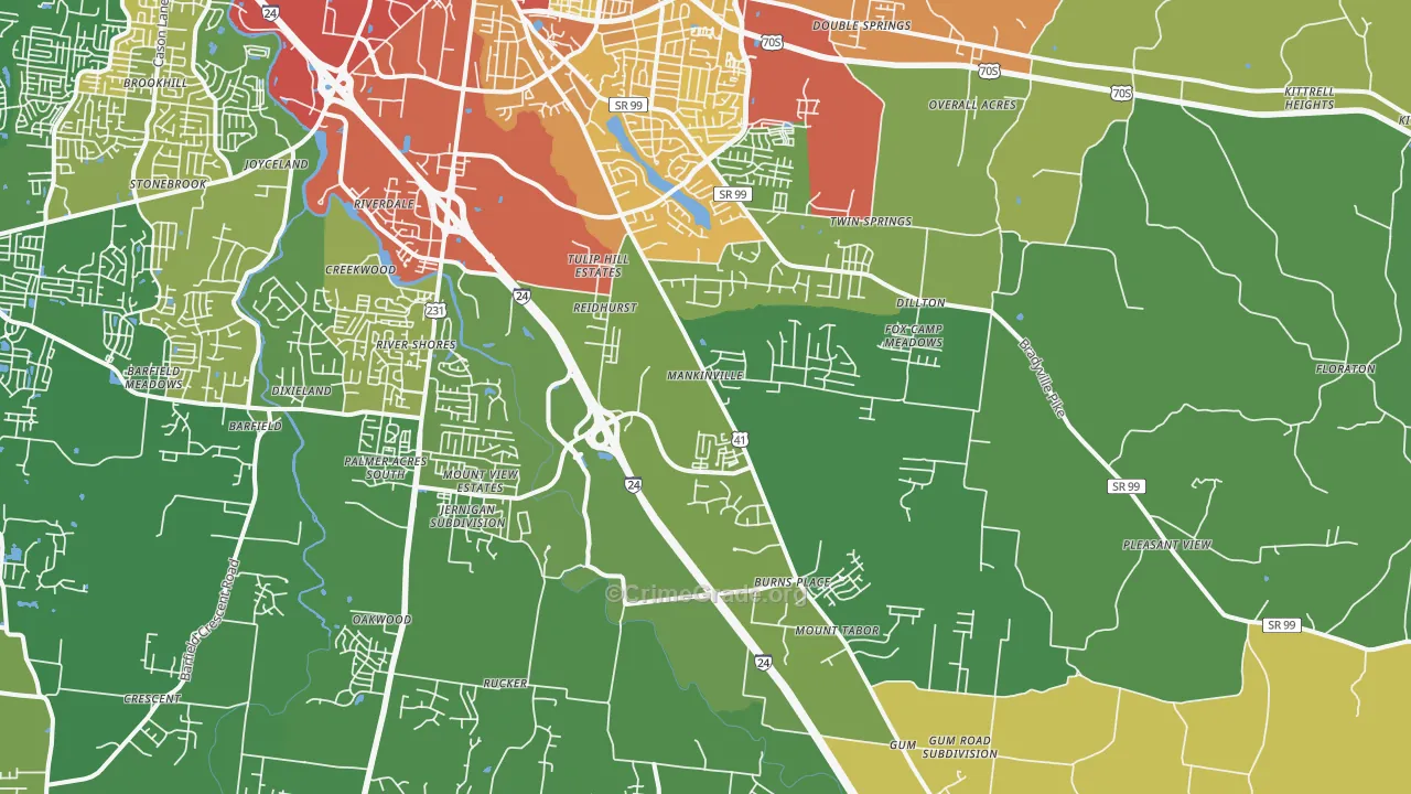 37127, TN Map of Theft Rates