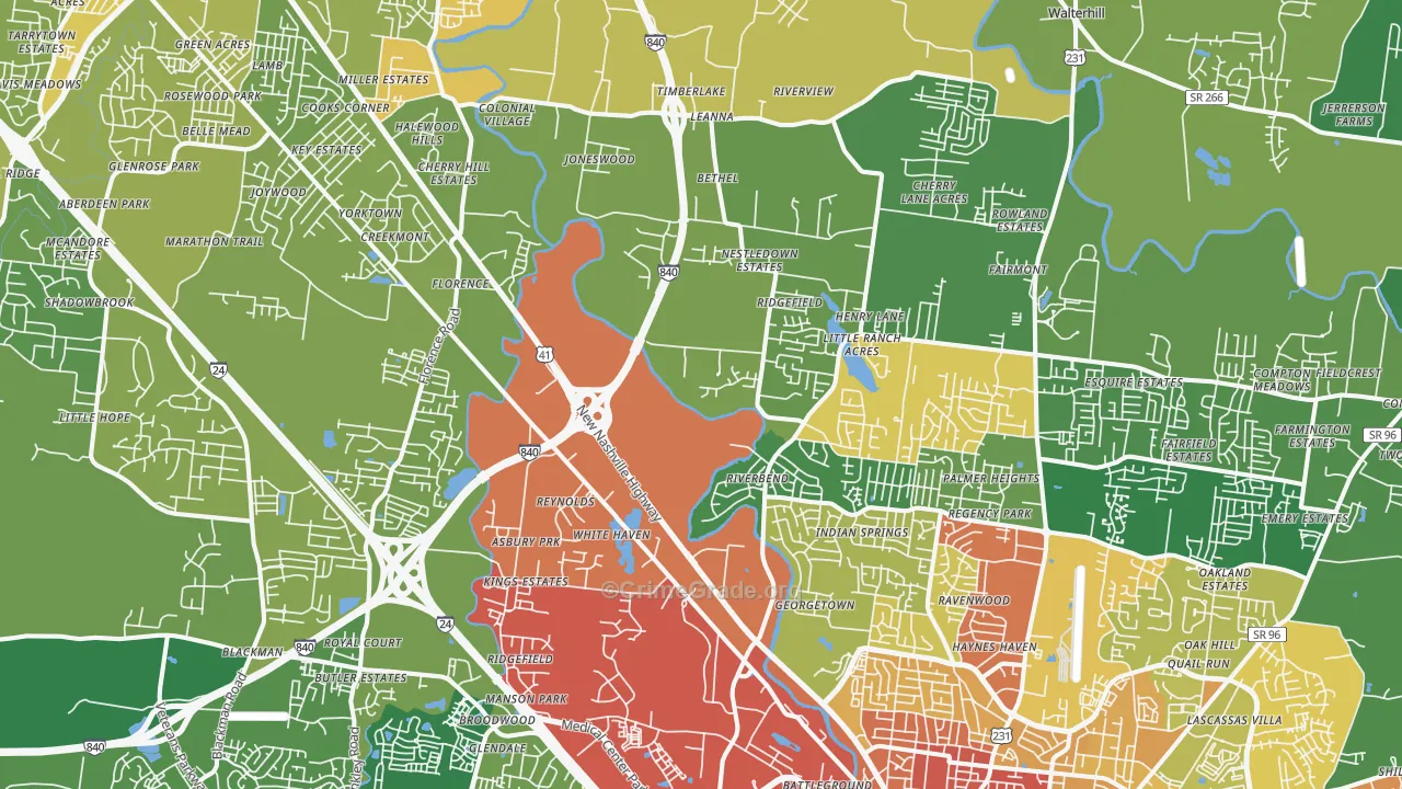 37129, TN Map of Theft Rates
