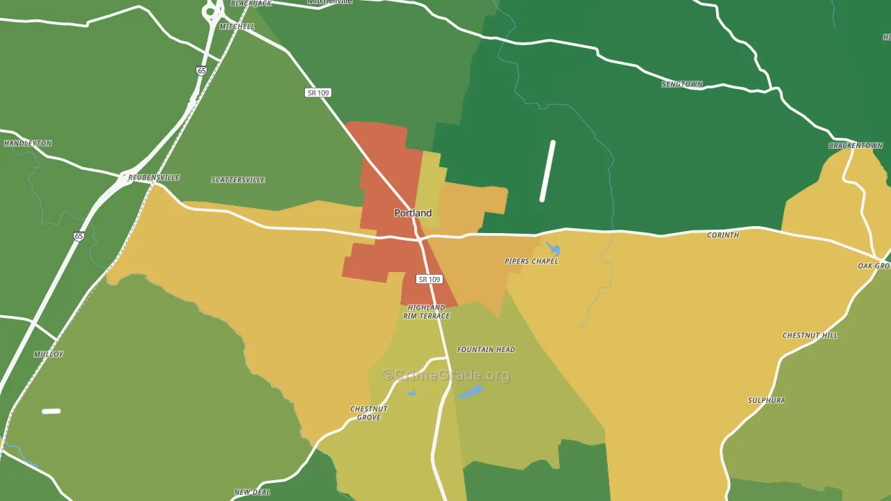 37148, TN Map of Theft Rates