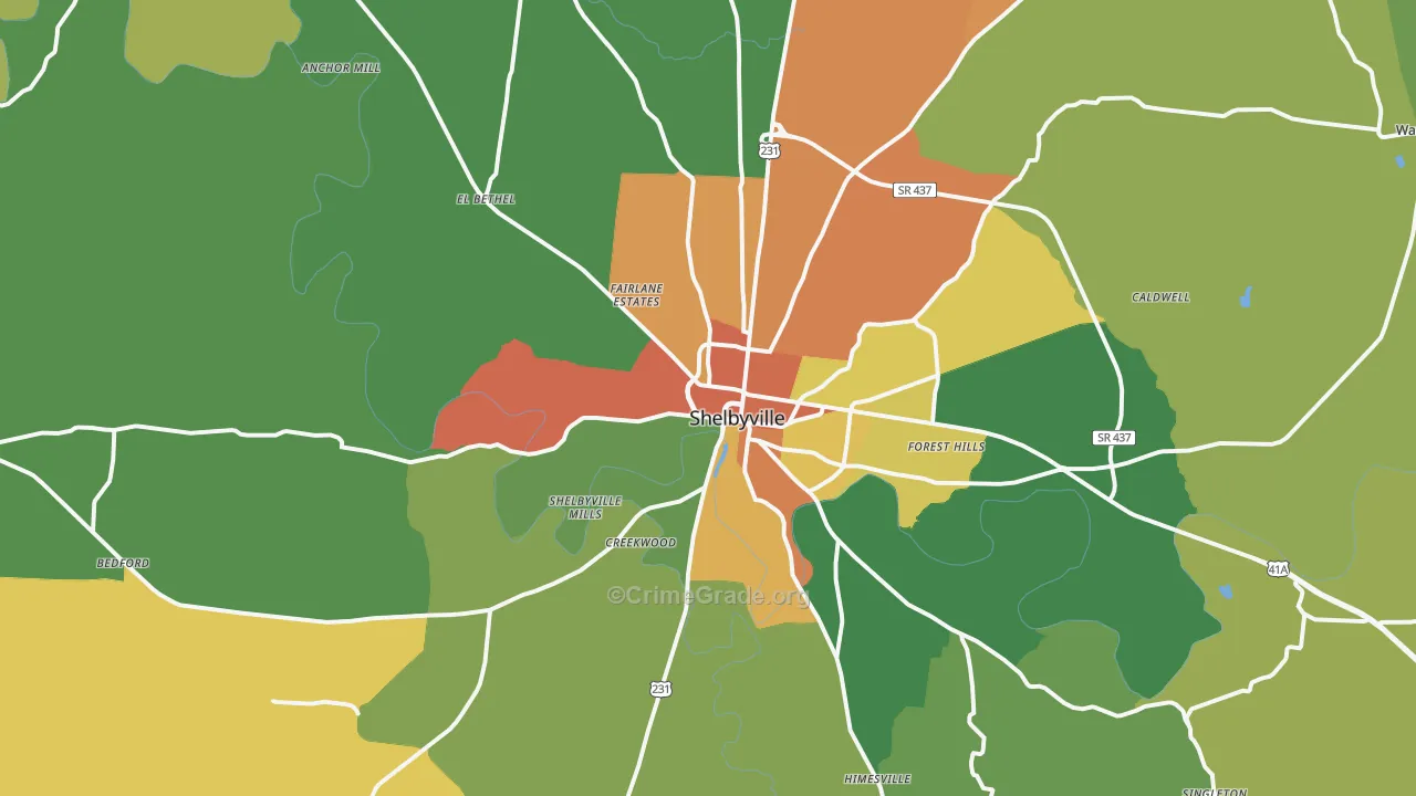 37160, TN Map of Theft Rates