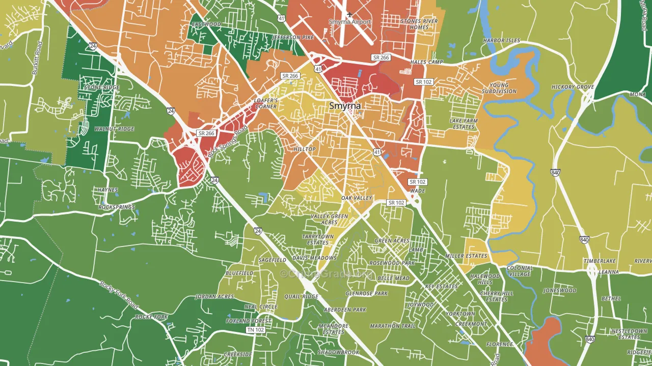 37167, TN Map of Theft Rates
