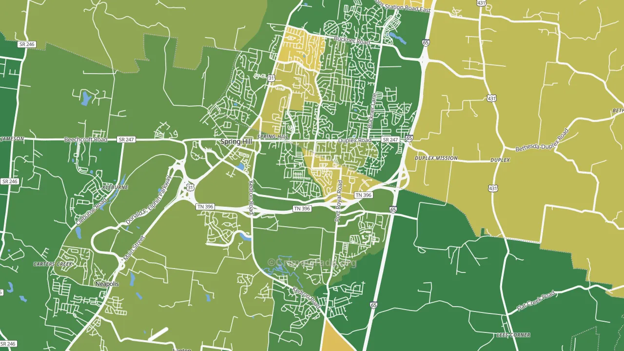 37174, TN Map of Theft Rates