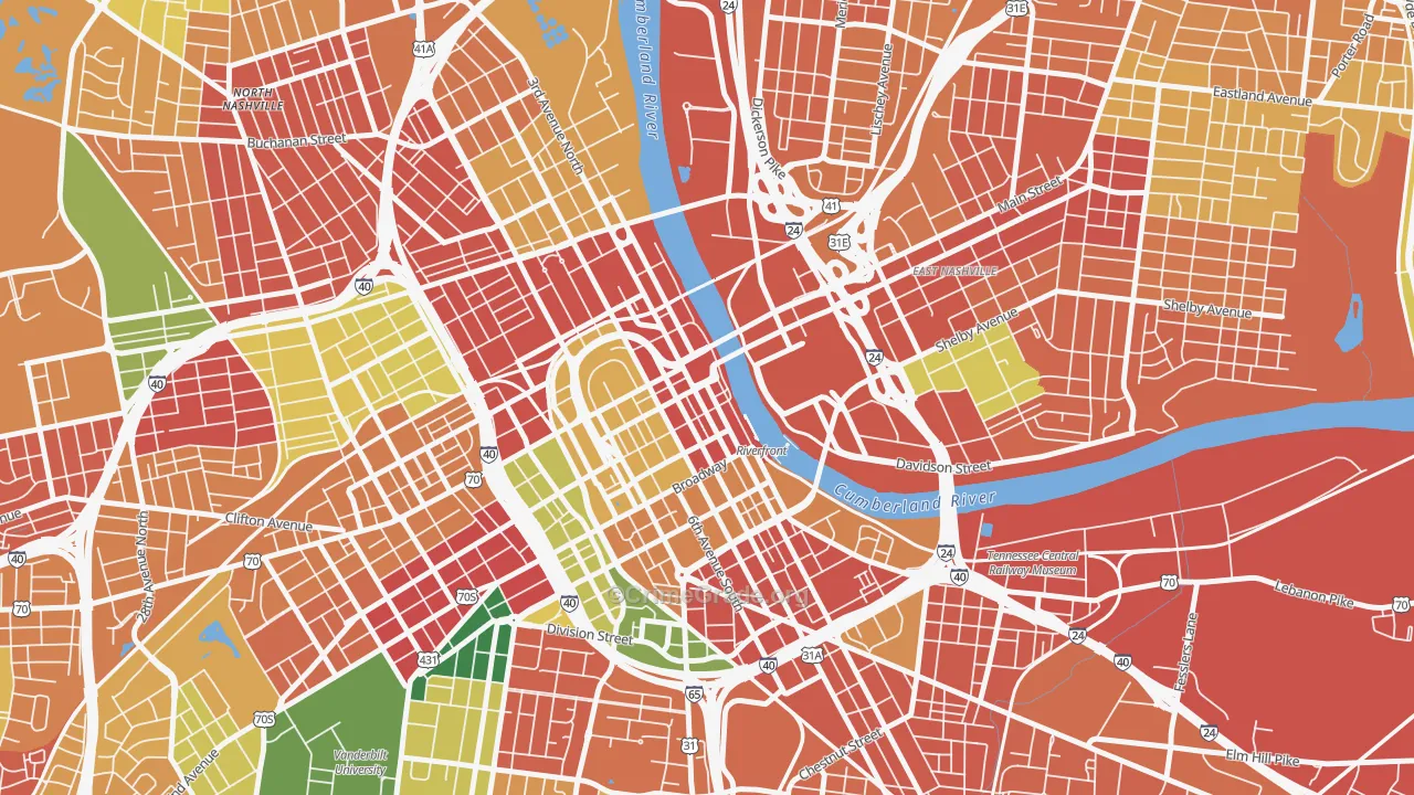 37201, TN Map of Theft Rates