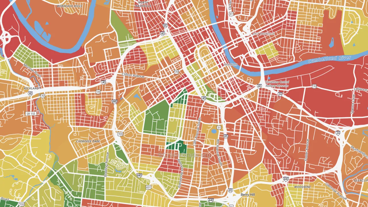 37203, TN Map of Theft Rates