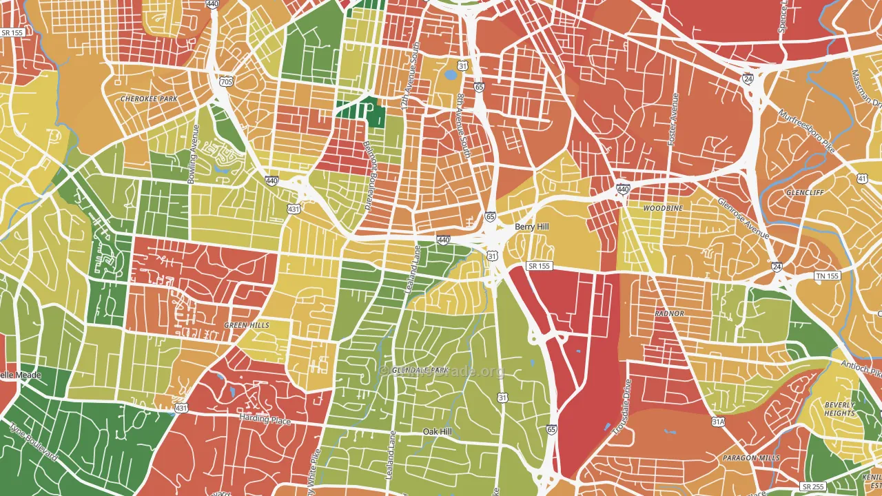 37204, TN Map of Theft Rates