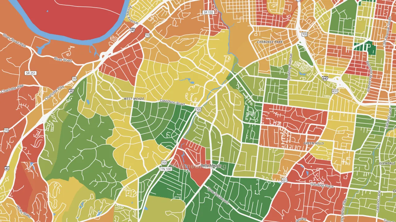 37205, TN Map of Theft Rates
