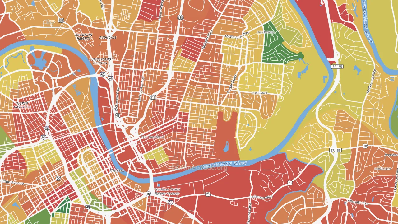 37206, TN Map of Theft Rates