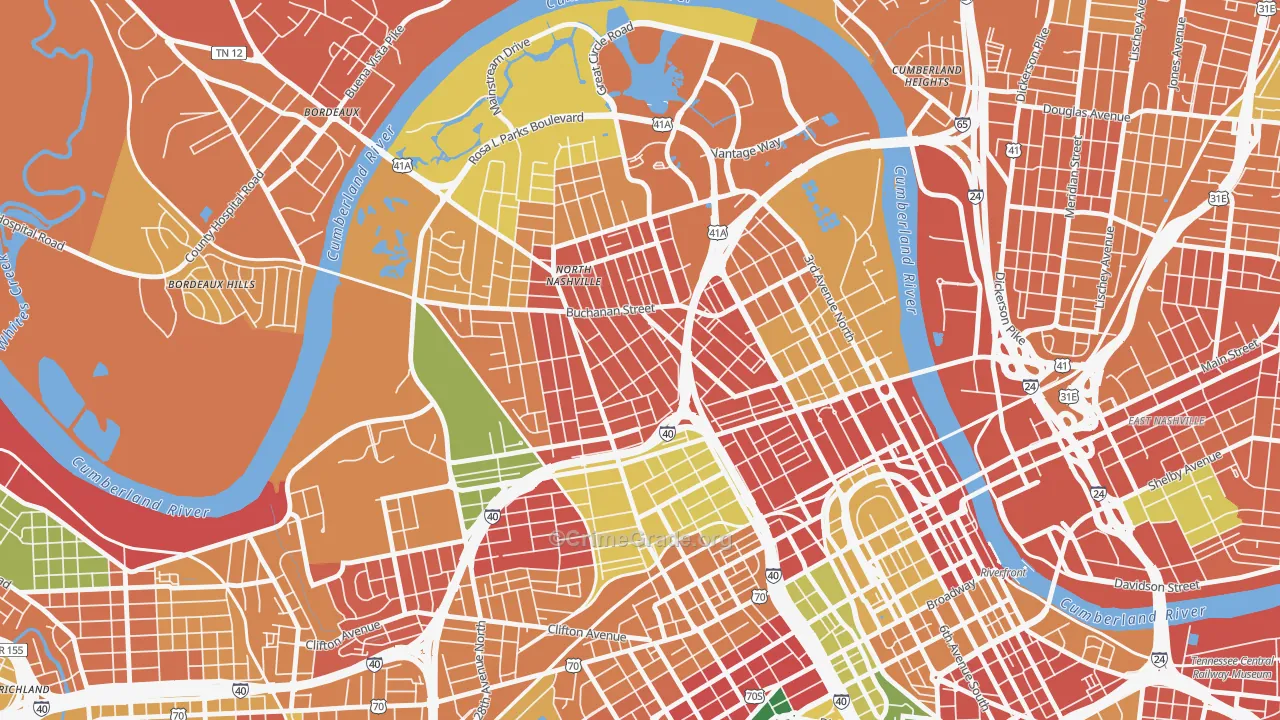 37208, TN Map of Theft Rates