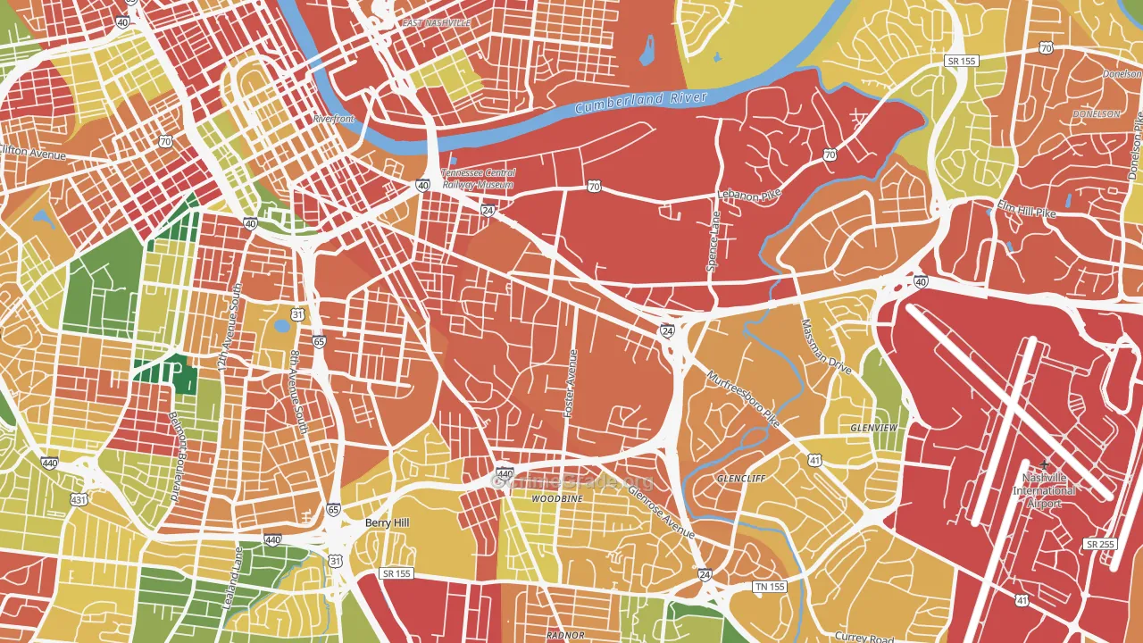 37210, TN Map of Theft Rates