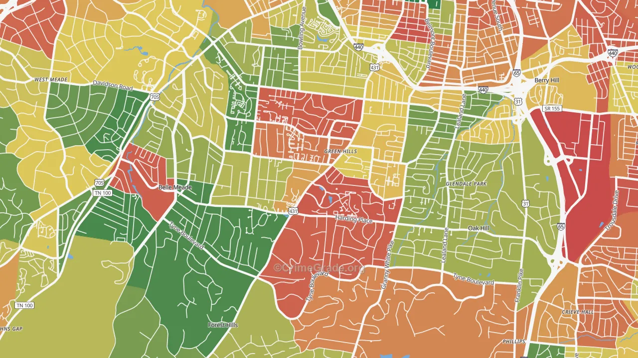 37215, TN Map of Theft Rates