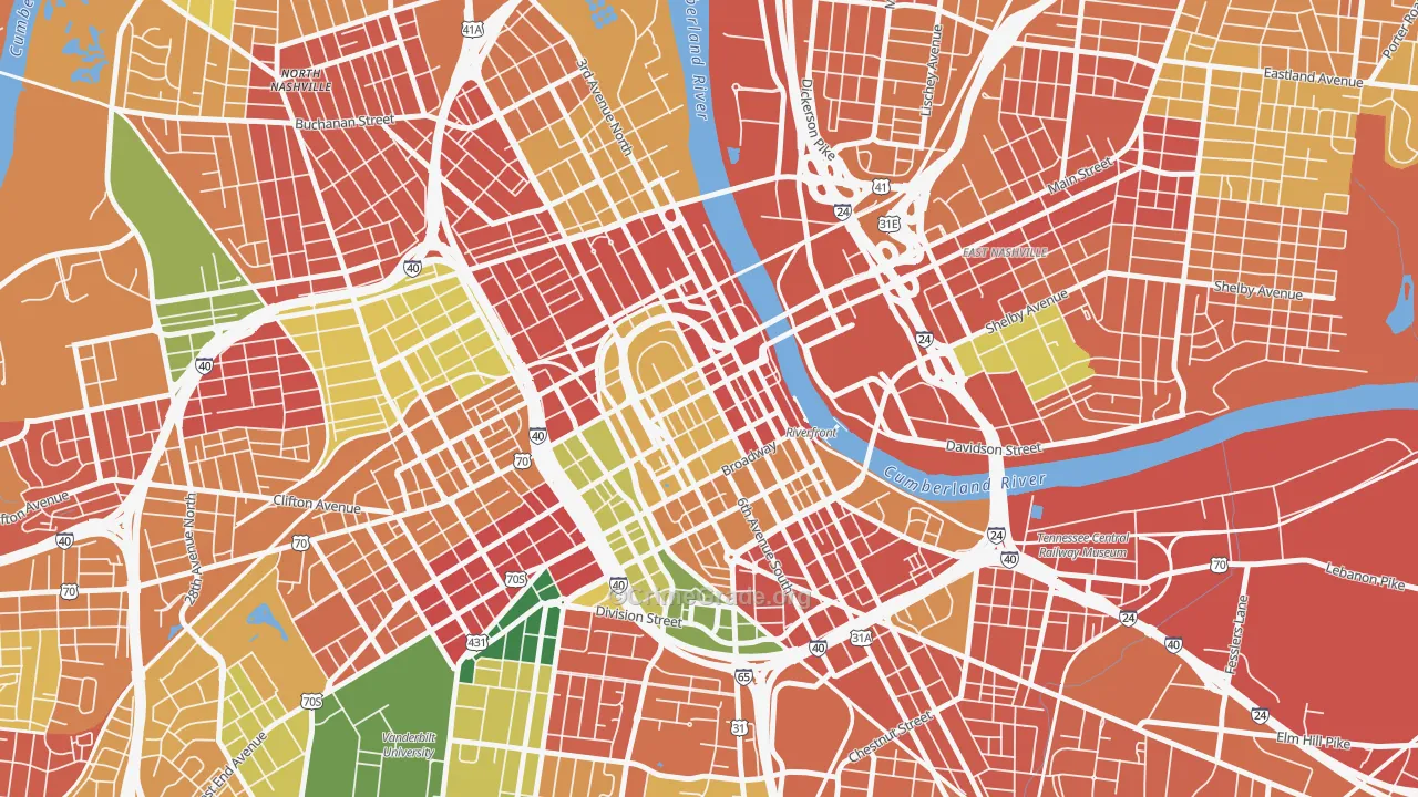 37219, TN Map of Theft Rates