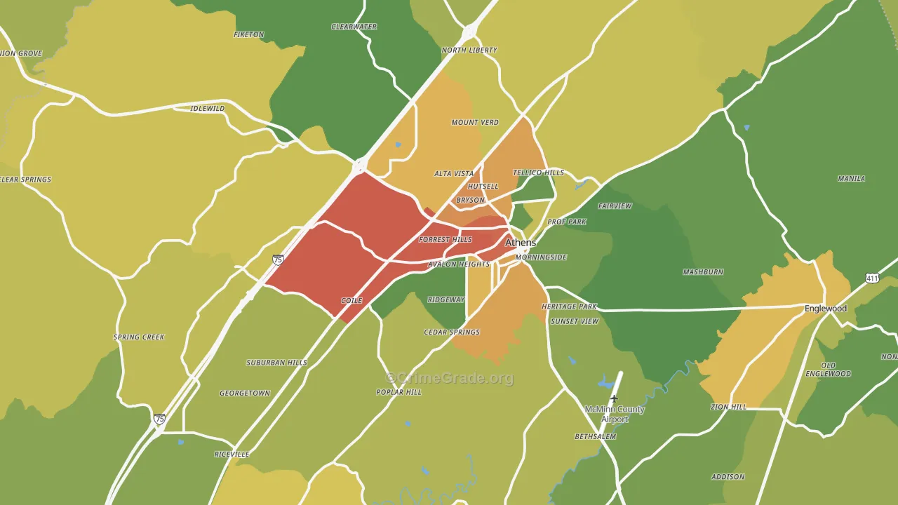 37303, TN Map of Theft Rates