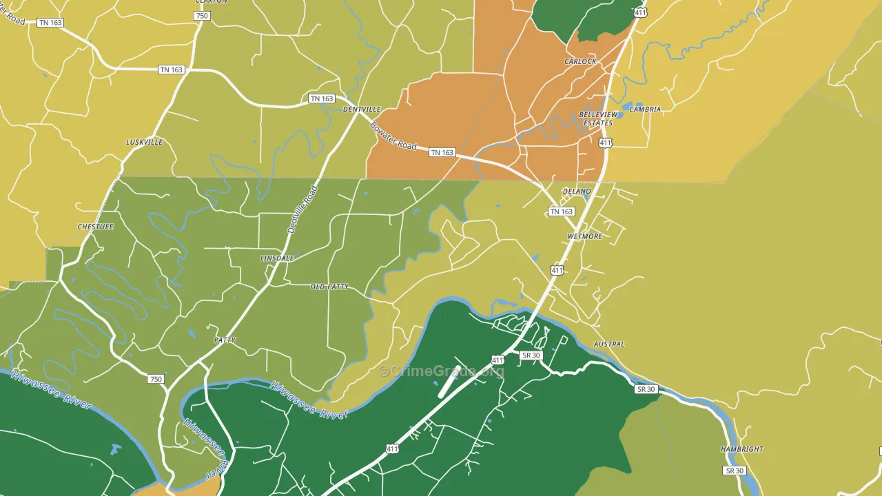 37325, TN Map of Theft Rates