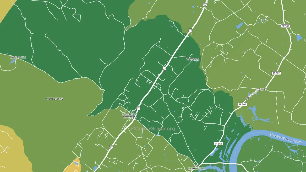 37332, TN Map of Theft Rates