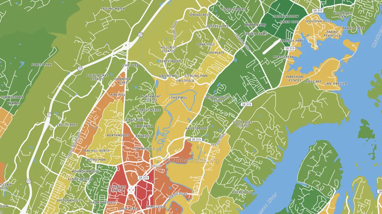 37343, TN Map of Theft Rates